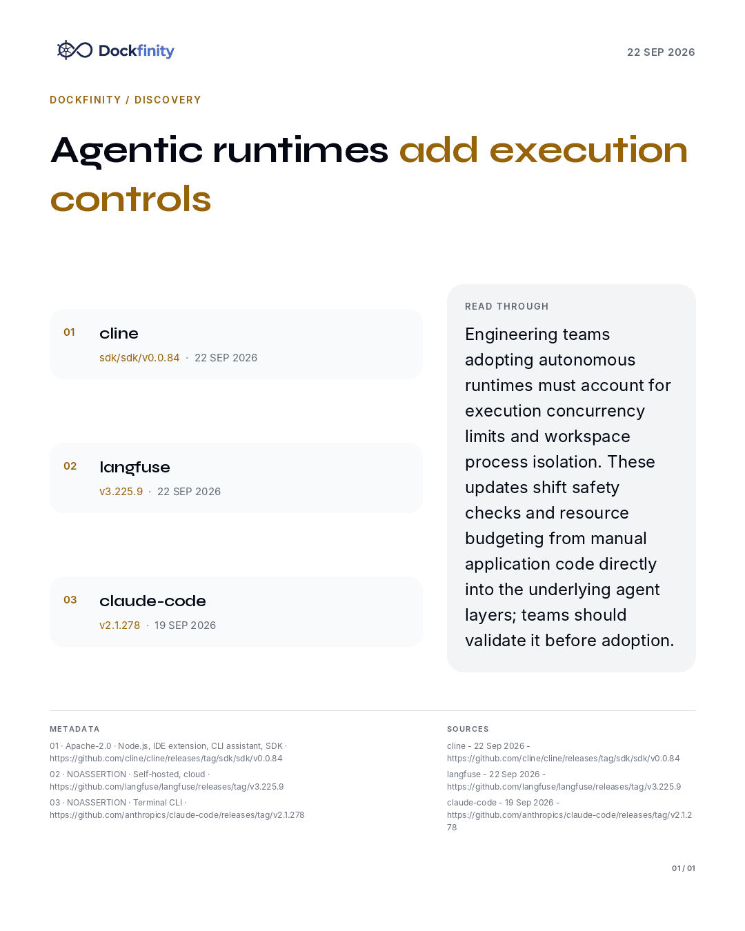 Agentic runtimes add execution controls — the card published on 22 September 2026