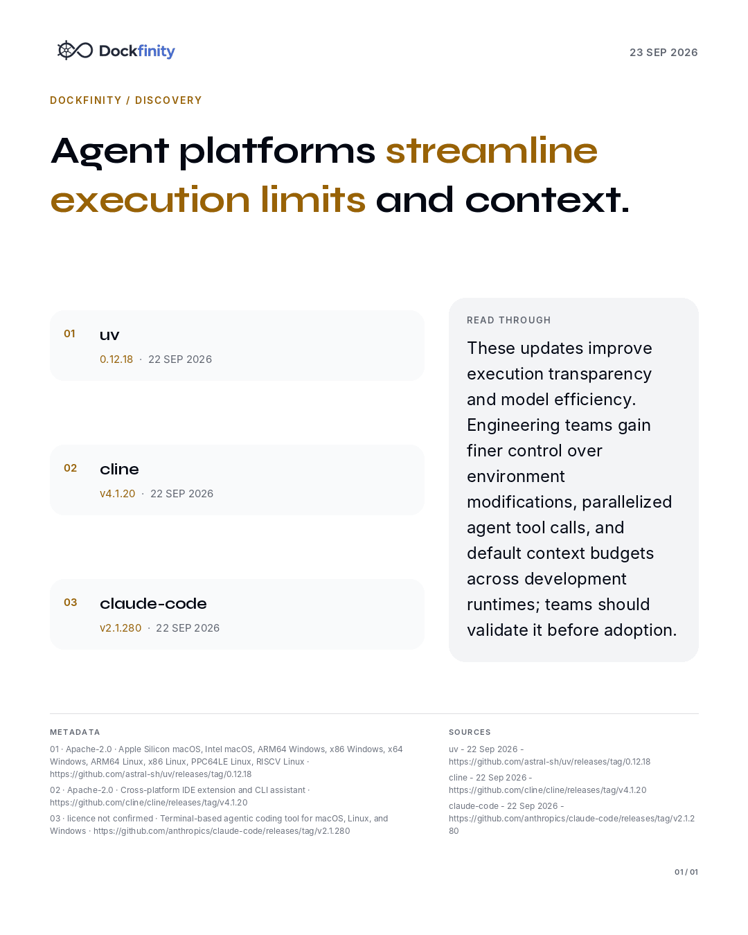 Agent platforms streamline execution limits and context — the card published on 23 September 2026