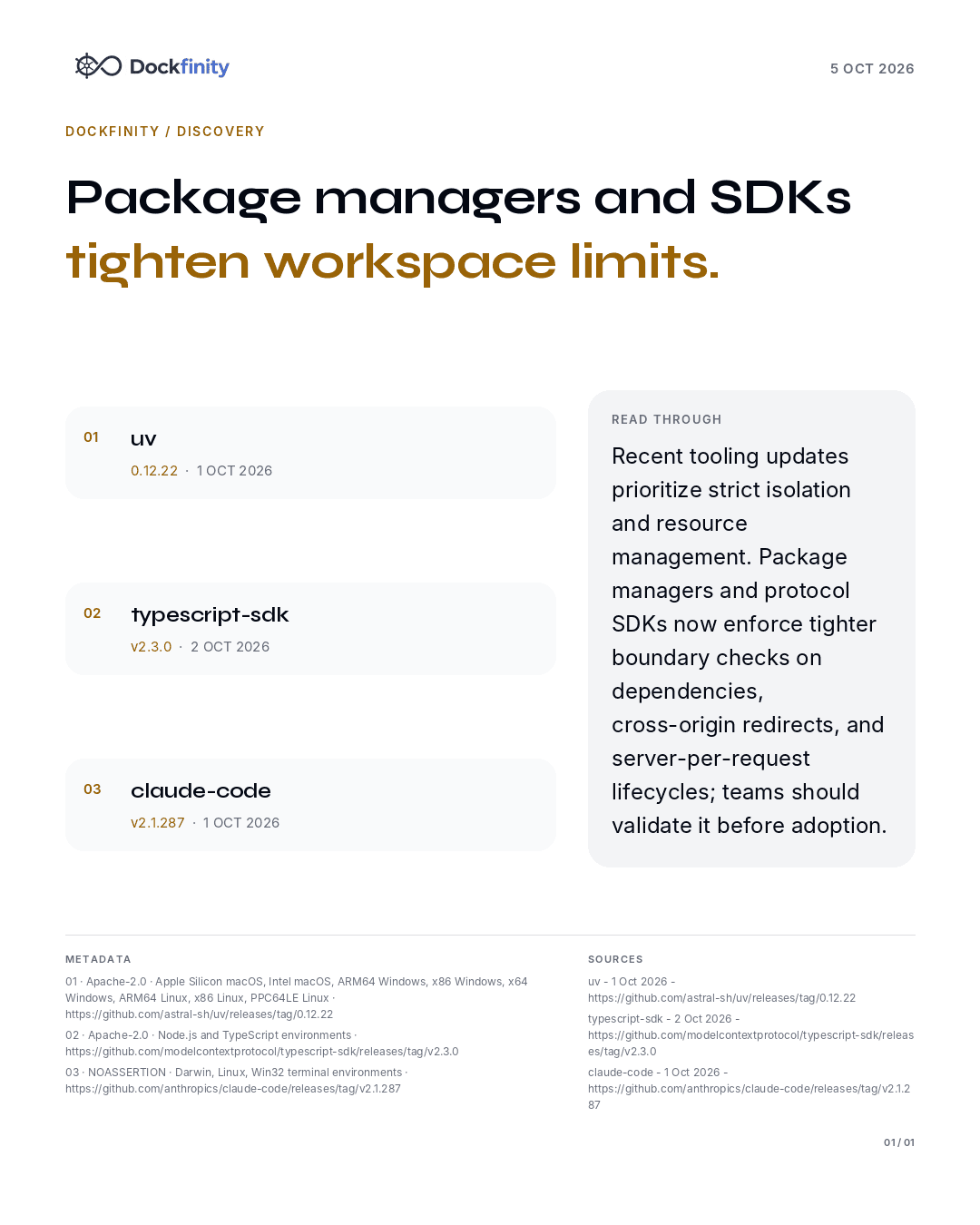 Protocol SDKs and package managers tighten workspace and transport limits — the card published on 5 October 2026